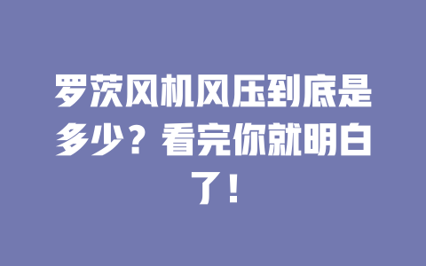羅茨風(fēng)機(jī)風(fēng)壓到底是多少？看完你就明白了！ 一