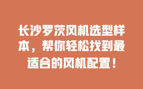 長(zhǎng)沙羅茨風(fēng)機(jī)選型樣本，幫你輕松找到最適合的風(fēng)機(jī)配置！ 一