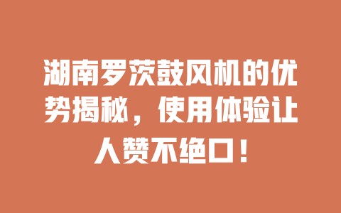 湖南羅茨鼓風(fēng)機(jī)的優(yōu)勢(shì)揭秘，使用體驗(yàn)讓人贊不絕口！ 一