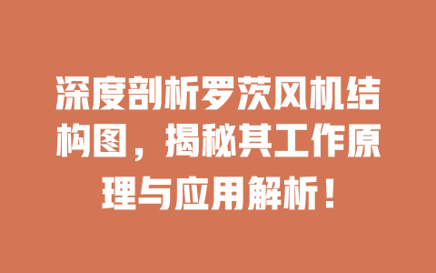 深度剖析羅茨風(fēng)機結(jié)構(gòu)圖，揭秘其工作原理與應(yīng)用解析！ 一